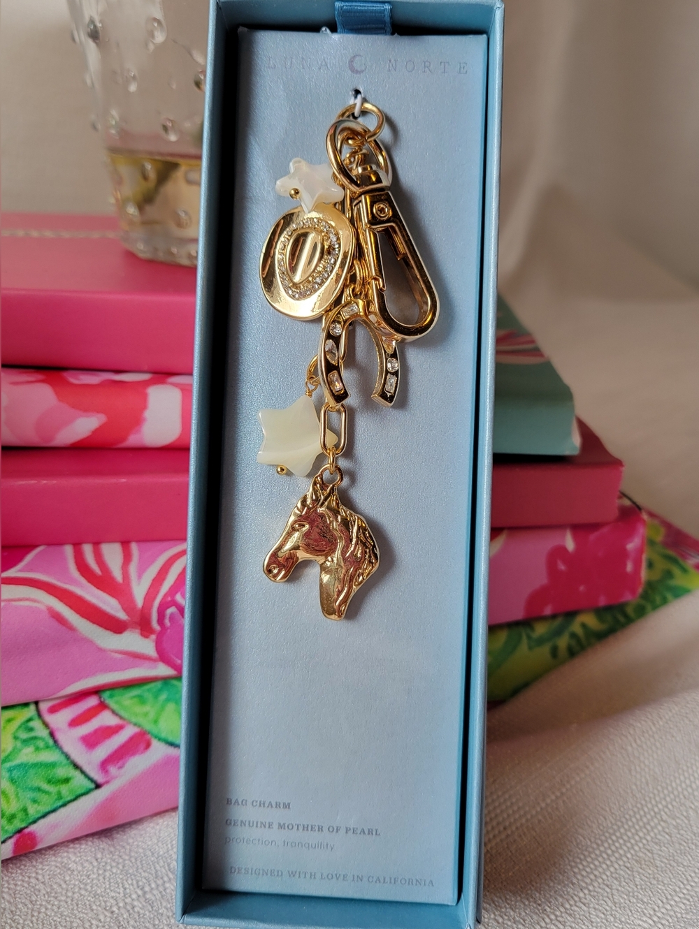 Luna Norte Gold Western Themed Keychain/Bag Charm